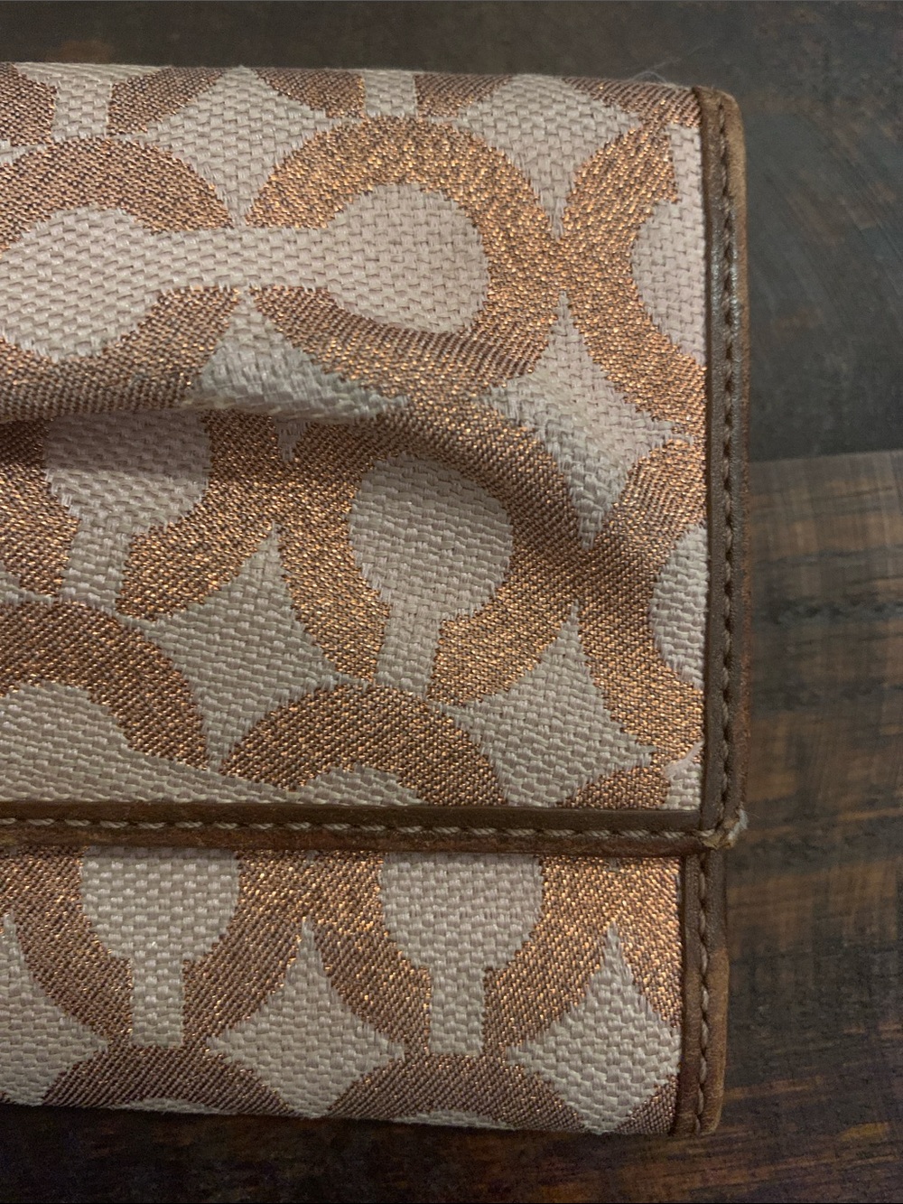 Coach Soho Signature Pleated Metallic Gold and Brown Wallet - Picture 6 of 13